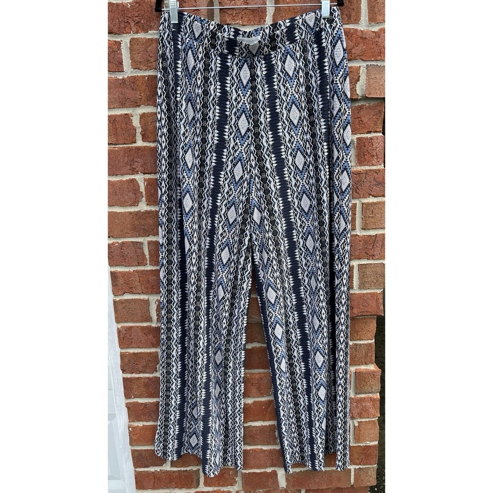 Cato Women's Plus Geometric Pull-On Elastic Waist Straight Leg Pants 14/16W